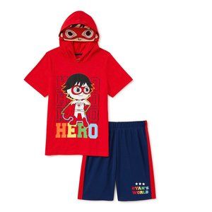 Ryan's World Boys Hoodie T-Shirt & Knit Shorts, 2-Piece Outfit Set, Size 4  NWT